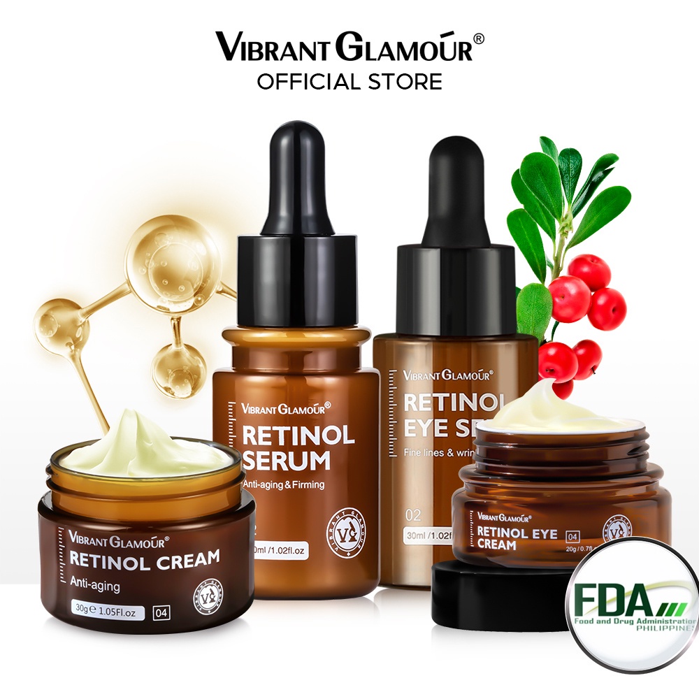 Vibrant Glamour Fda Natural Retinol Sets Face Cream Facial Serum Eye Serum Vitamin C Cream