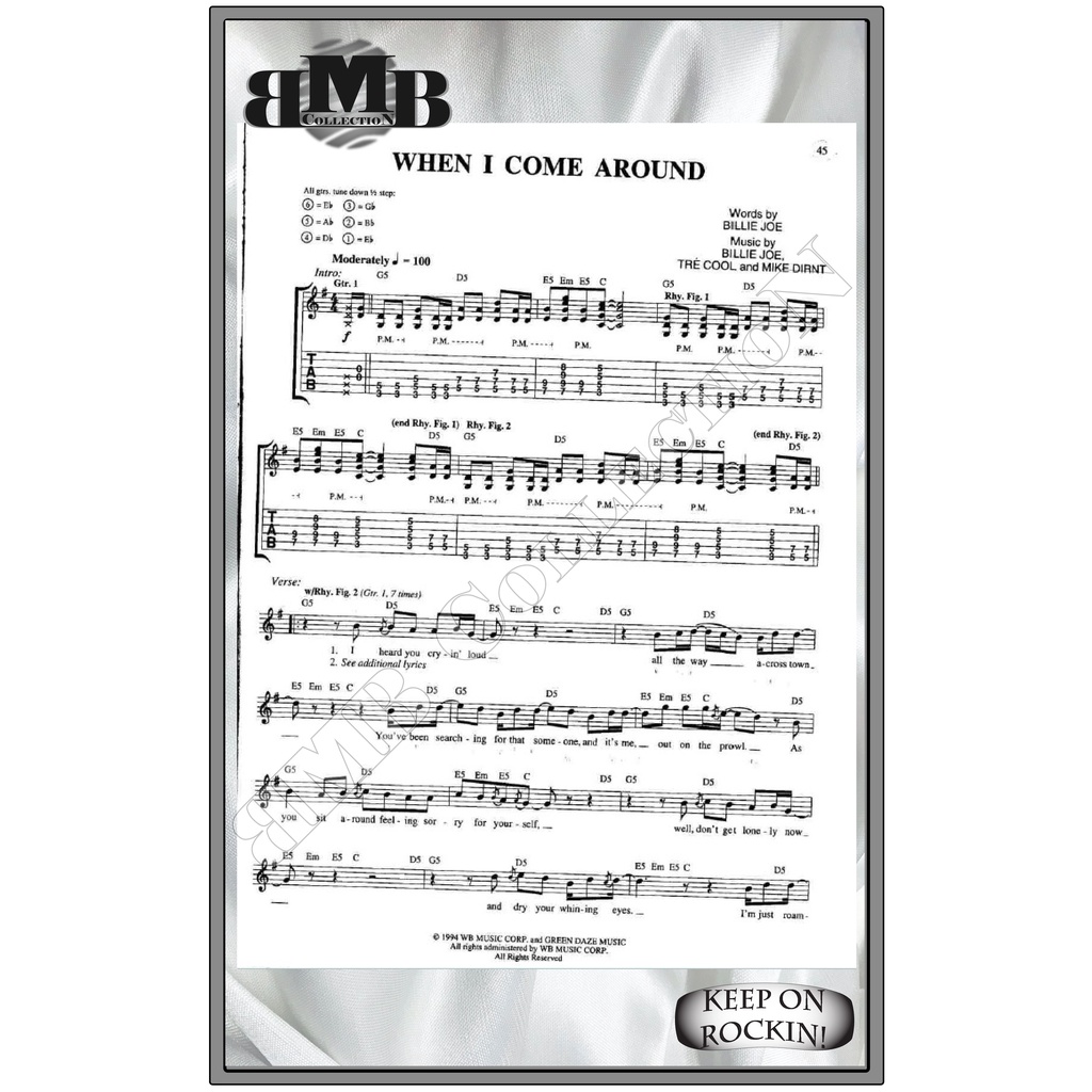 Guitar Tablature Green Day from the album Dookie Shopee Philippines