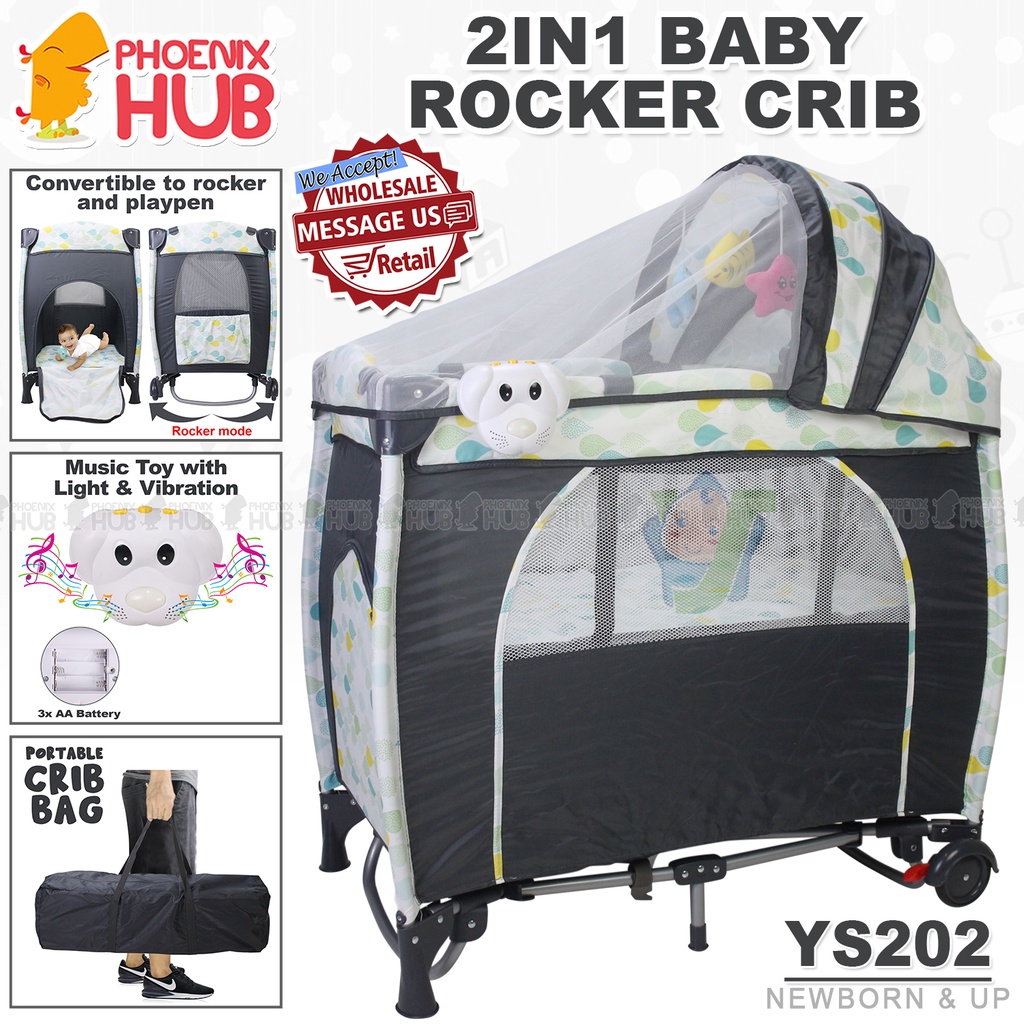 Phoenix Hub YS202 Infant Baby Crib Rocker Crib and Playpen with