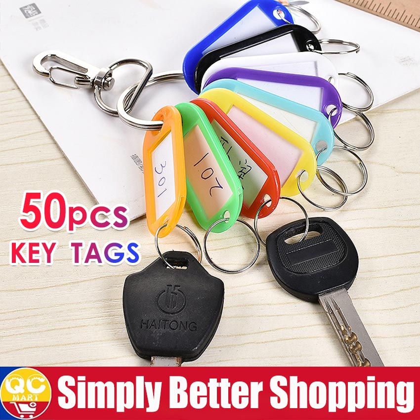 50pcs Colorful Plastic Keychain Key Tags ID Label Tags Luggage ID Tags