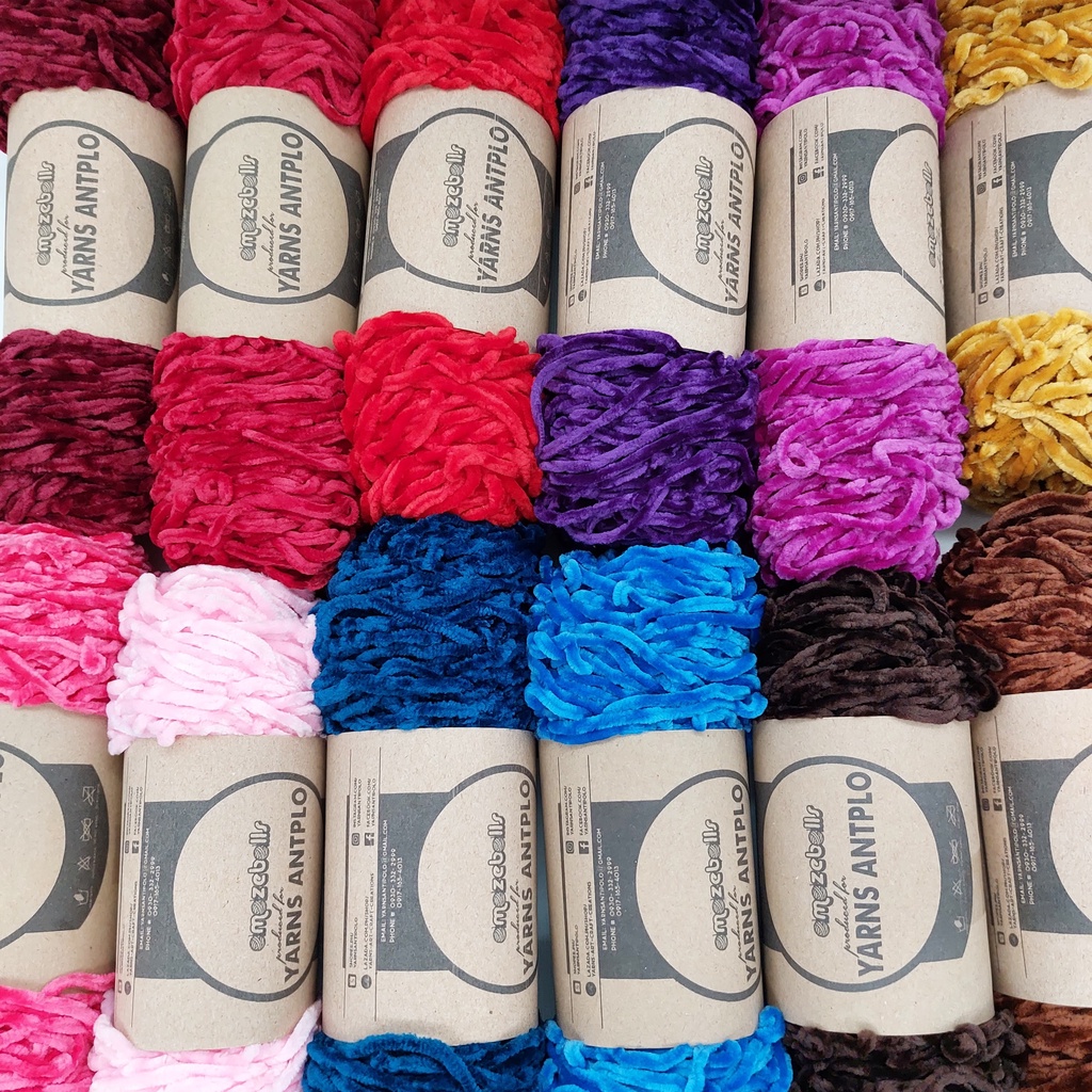 Yarns Art: 100 GRAMS - VELVET/ CHENILLE YARNS WIDTH 5MM | Shopee ...