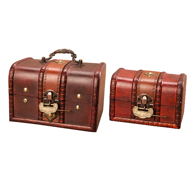 Antique Vintage Wooden Treasure Chest Box Decorative Wood Jewelry ...