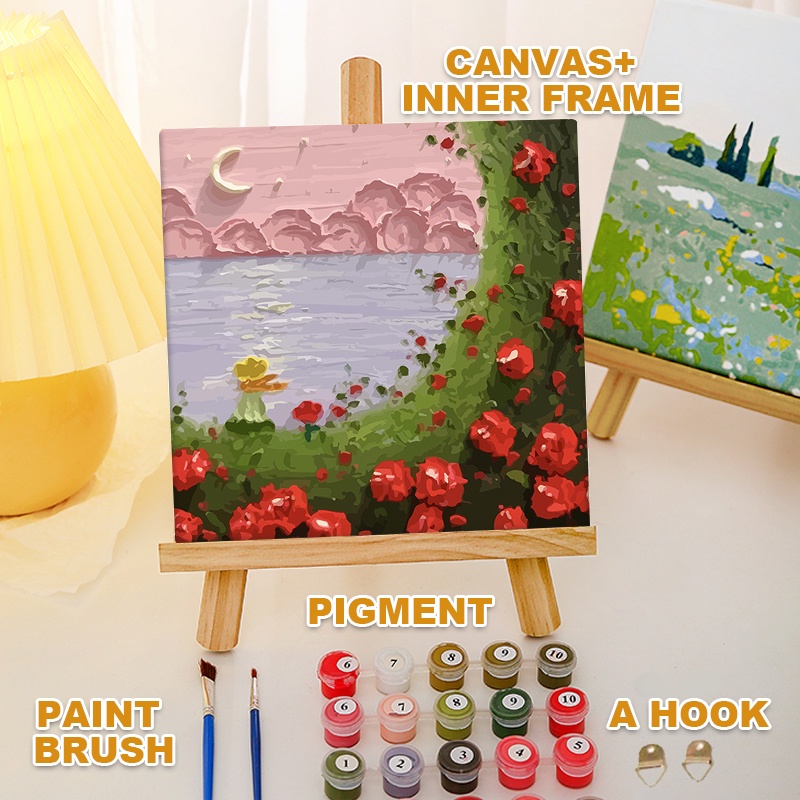 HIGHTUNE Flower Series Digital Oil Paint By Numbers On Canvas Painting