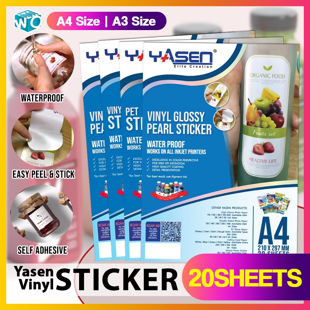 Vinyl Sticker Waterproof Yasen A4 Size | A3 Size - High Quality Sticker ...