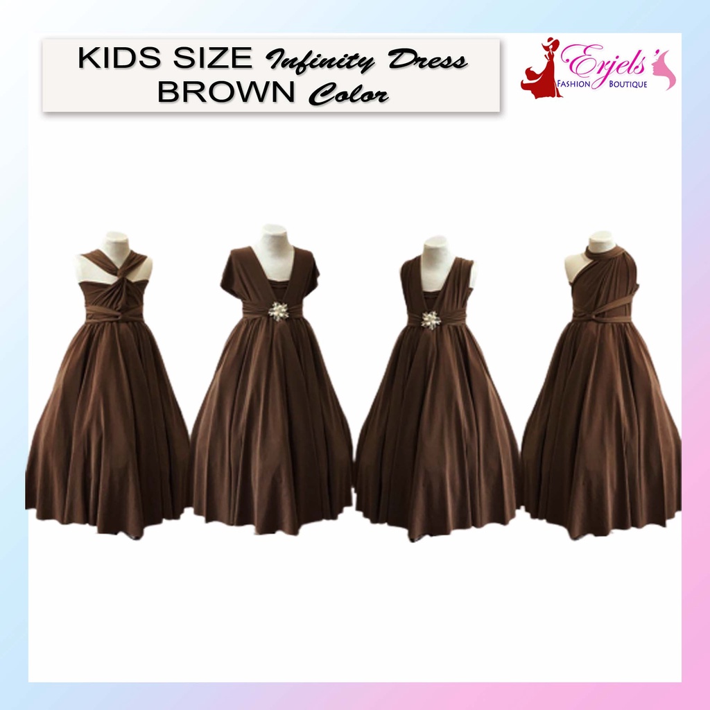 BROWN Infinity Dress for Kids With Size 112 years old Cotton