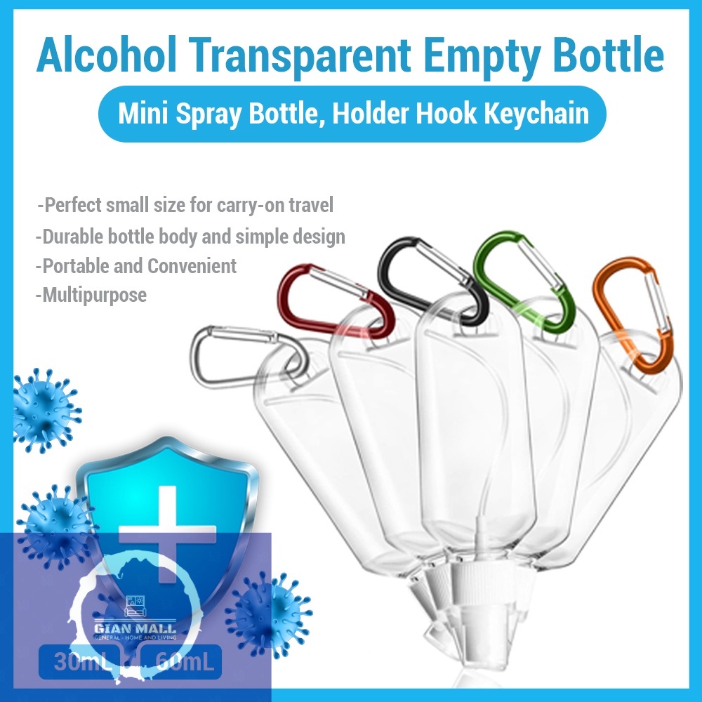 GianMall 30,60ml Spray Bottle Keychain Portable Alcohol Bottles Empty