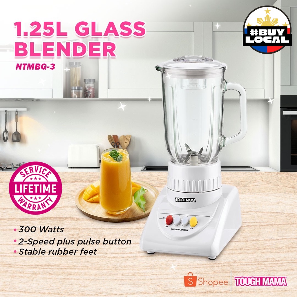 Tough Mama NTMBG3 WHITE Glass Blender Powerful Minimalist Household