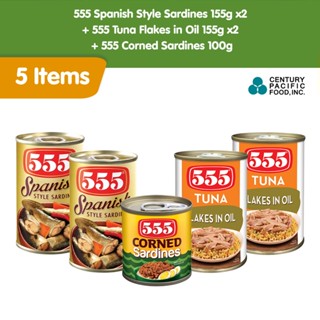 555 Spanish Style Sardines 155g-2 + 555 Tuna Flakes in Oil 155g-2 + 555 ...