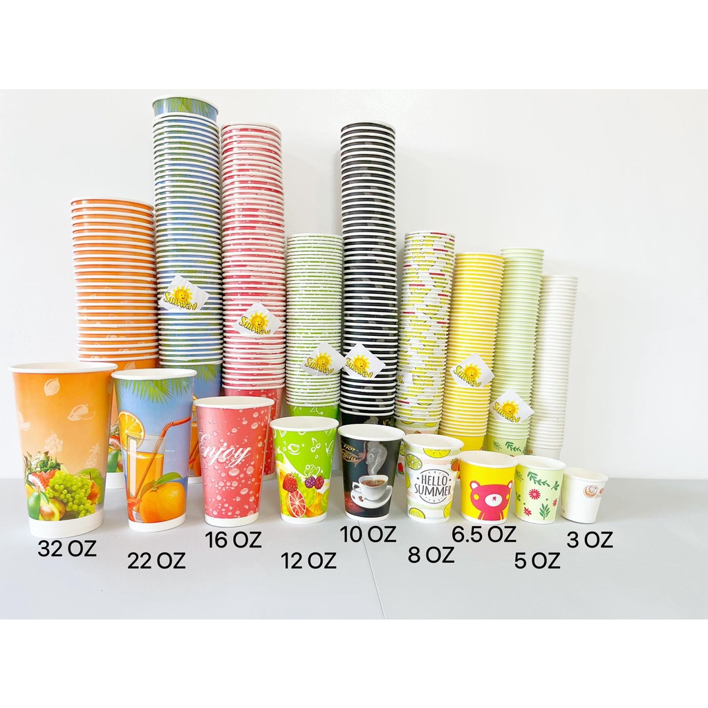50pcs hot coldDISPOSABLE PRINTED PAPER CUPS WITHOUT LIDS paper cup ...