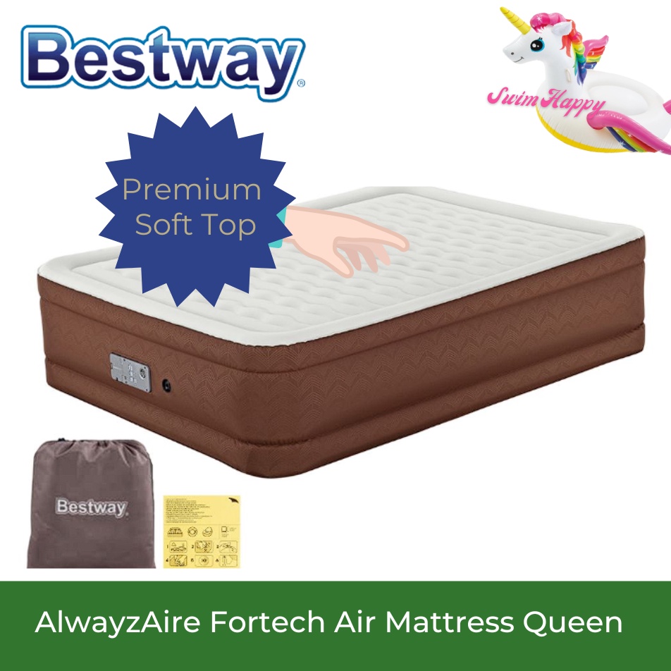 SwimHappy Bestway AlwayzAire 69037 Fortech Air Mattress Queen Size Air