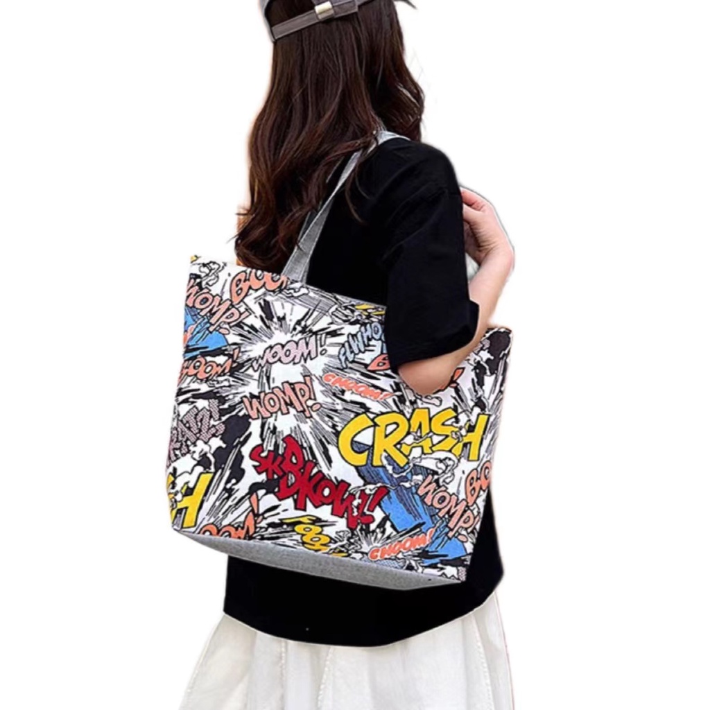 Korean Fashion Canvas Tote Bag Shoulder Bag Beach Bag | Shopee Philippines