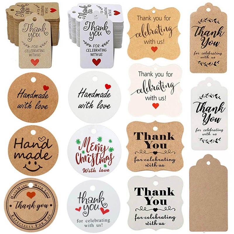 100pcs Kraft Paper Tag Brown Lace Scallop Head Tag Luggage DIY Blank ...