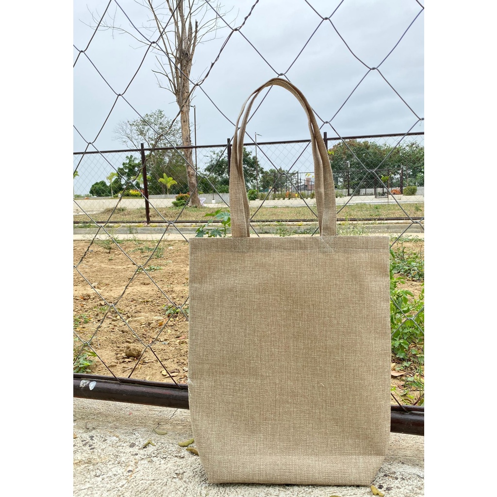 Jute Linen Abaca Tote Bag Plain with zipper Shopee Philippines