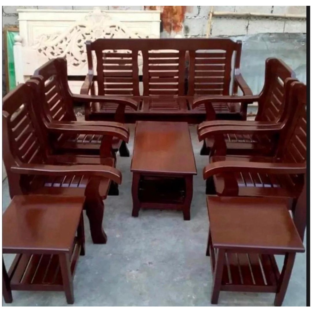 Sala Set Full Set With Top Glass Center Table Made In Gmelina Wood   Ph 11134201 23020 E328hb67lnnv70