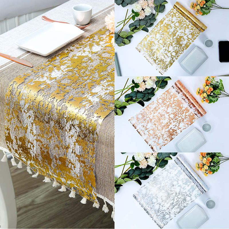 2.7/5M Glitter Metallic Foil Mesh Table Runners Gold/Silver/Rose Gold ...