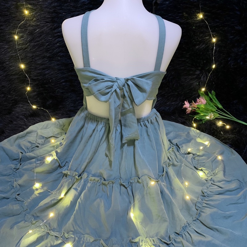 Off shoulder ribbon kids dress