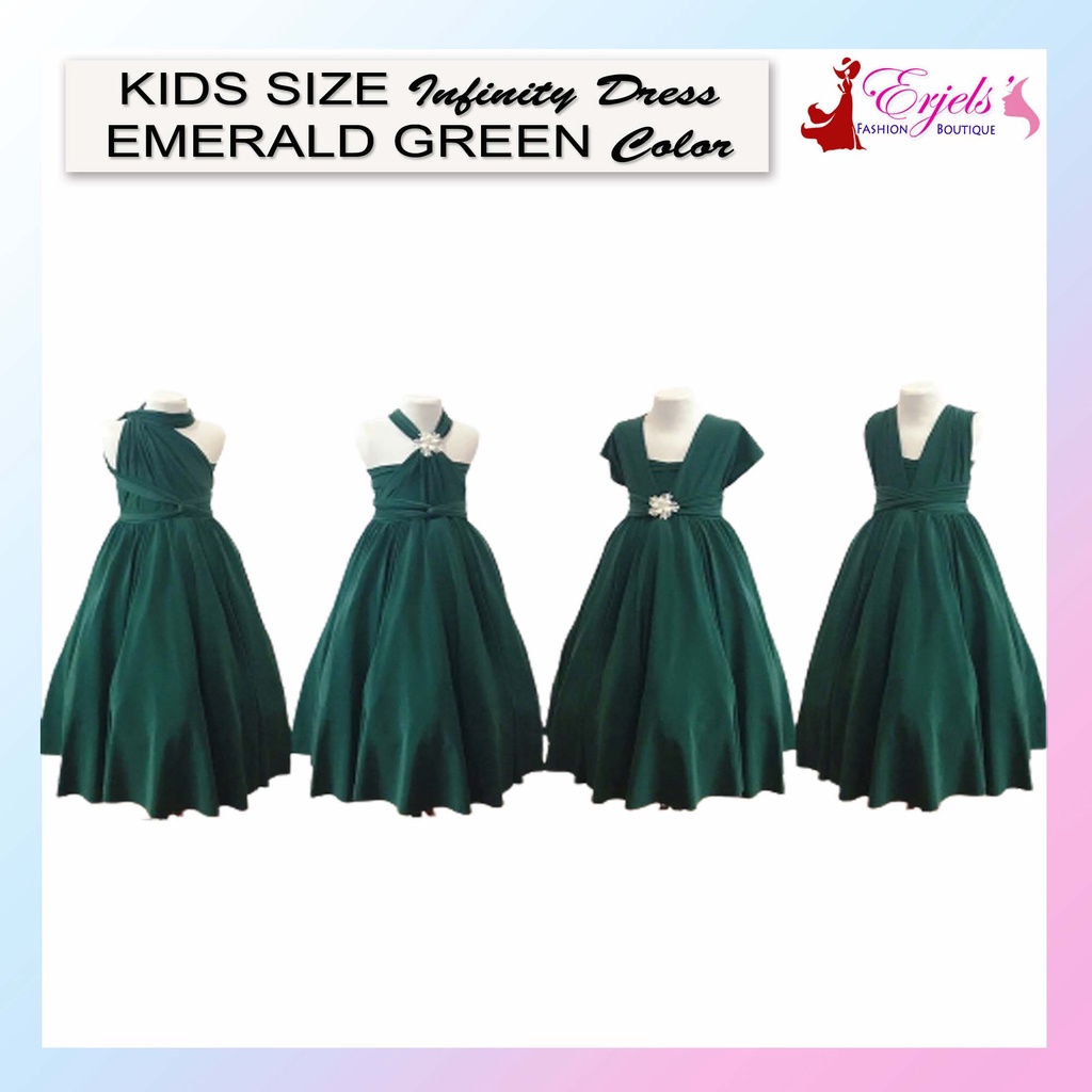 EMERALD GREEN Infinity Dress for Kids With Size 1 12 years old Cotton Spandex Shopee Philippines