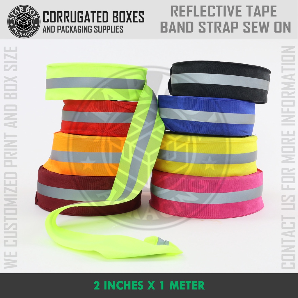 Starbox Reflective Fabric Tape Strip SewOn Fabric 2 Inches by 1 Meter