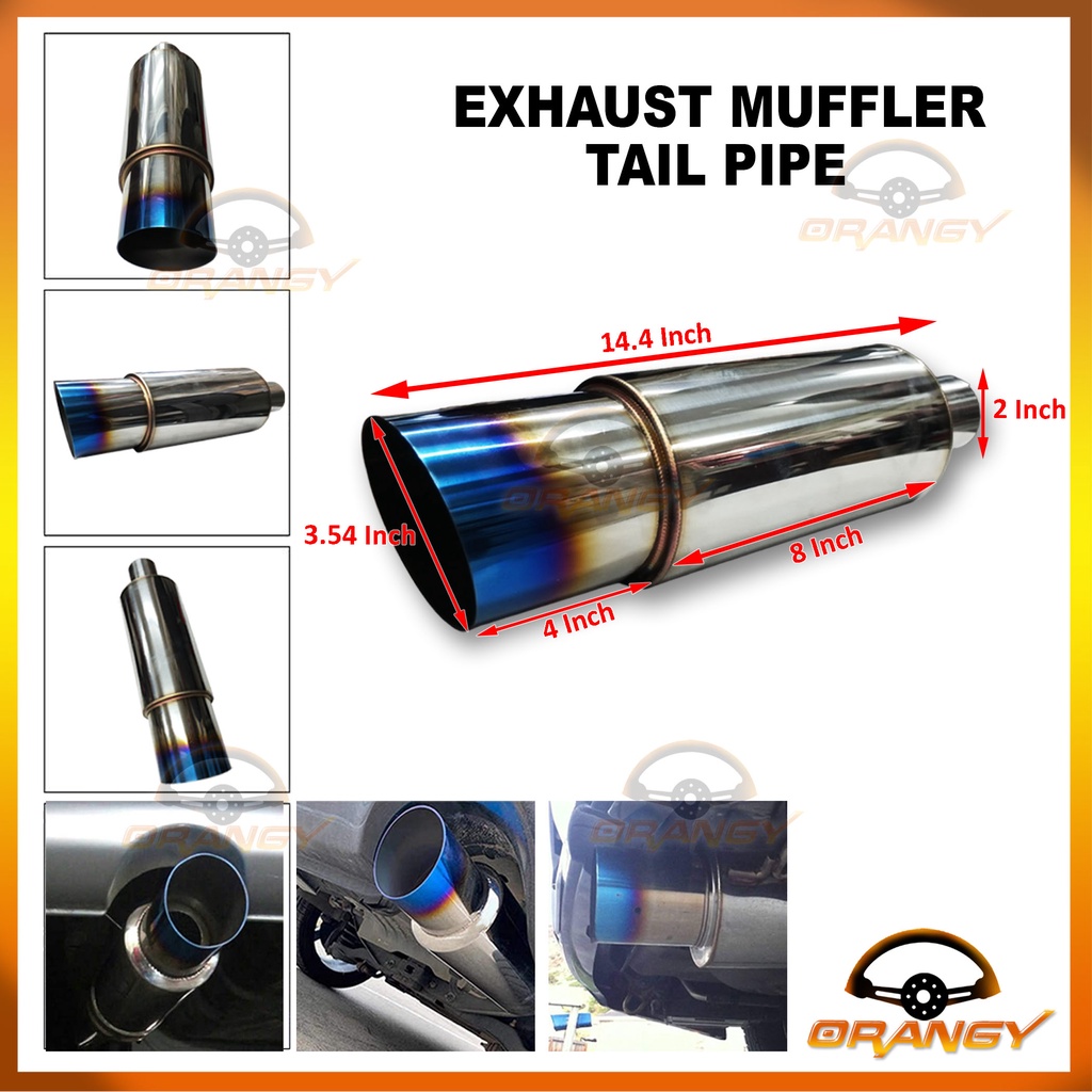 Universal Car Exhaust STRAIGHT Muffler Tip Burnt Color Stainless Steel
