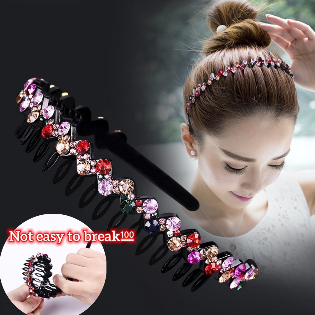 COD High Quality Hairbands Nonslip Bezel Colorful Rhinestone Flower