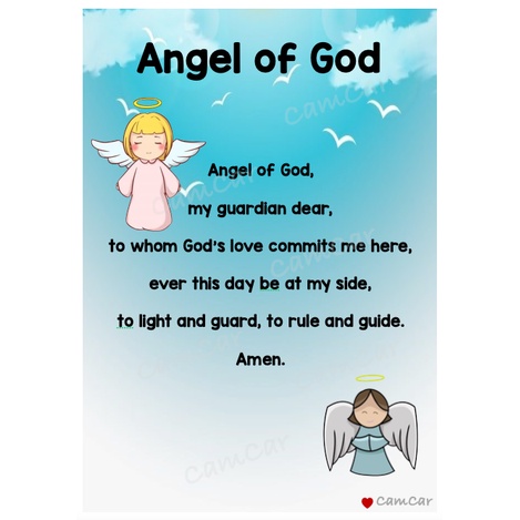 Prayer: Angel of God: A4 Laminated Wall Chart | Shopee Philippines