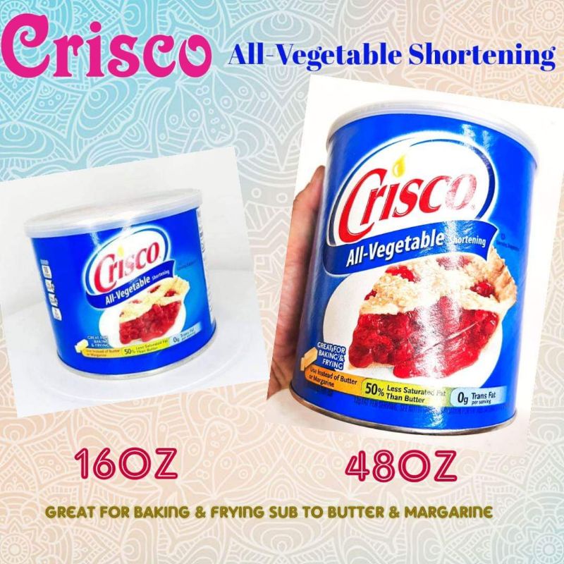16oz / 48oz Crisco All Vegetable Shortening Great for Baking & Frying