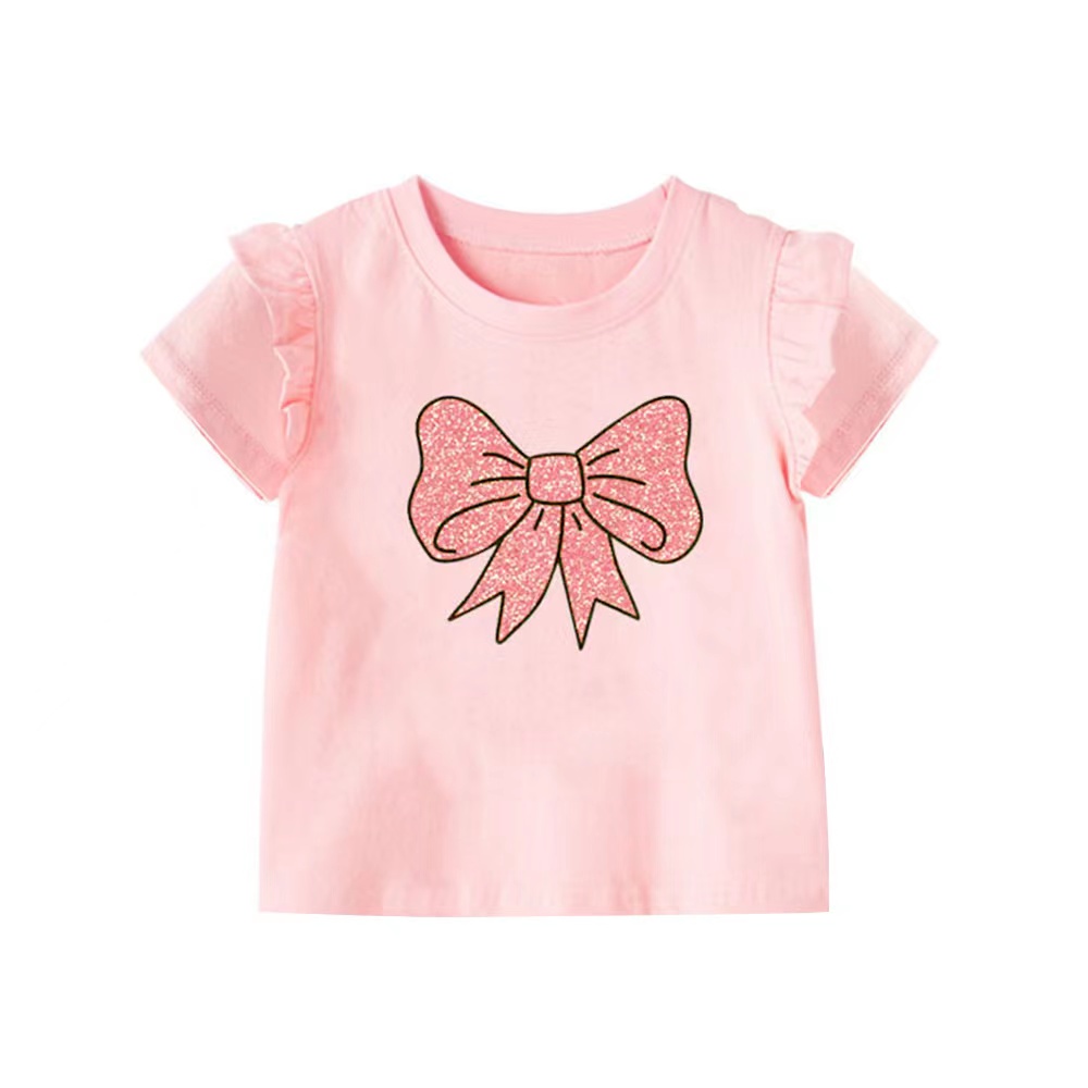 New Girls Fashion Top OOTD Cute Bow Ruffle T-shirt Design Kid's ...