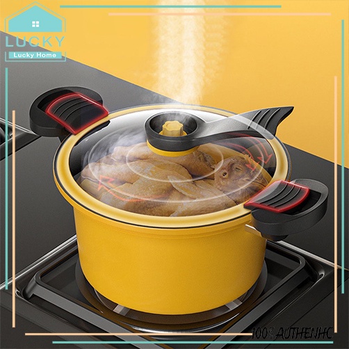 12.6in Multifunctional Pottery Clay Non-Stick Micro Pressure Pot Steam Boil Bleach Fry Integrated Miniature Pressure Cooker,Non-Stick Clay Wok With Steamer Basket