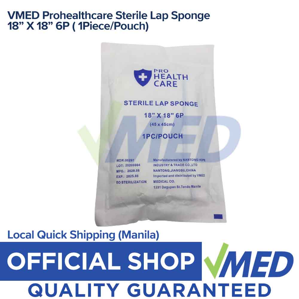 VMED Prohealthcare Sterile Lap Sponge 18” X 18” 6P ( 1Piece/Pouch ...