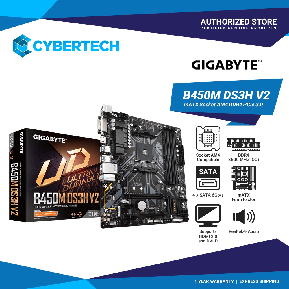 Gigabyte B450M DS3H V2 Motherboard Shopee Philippines