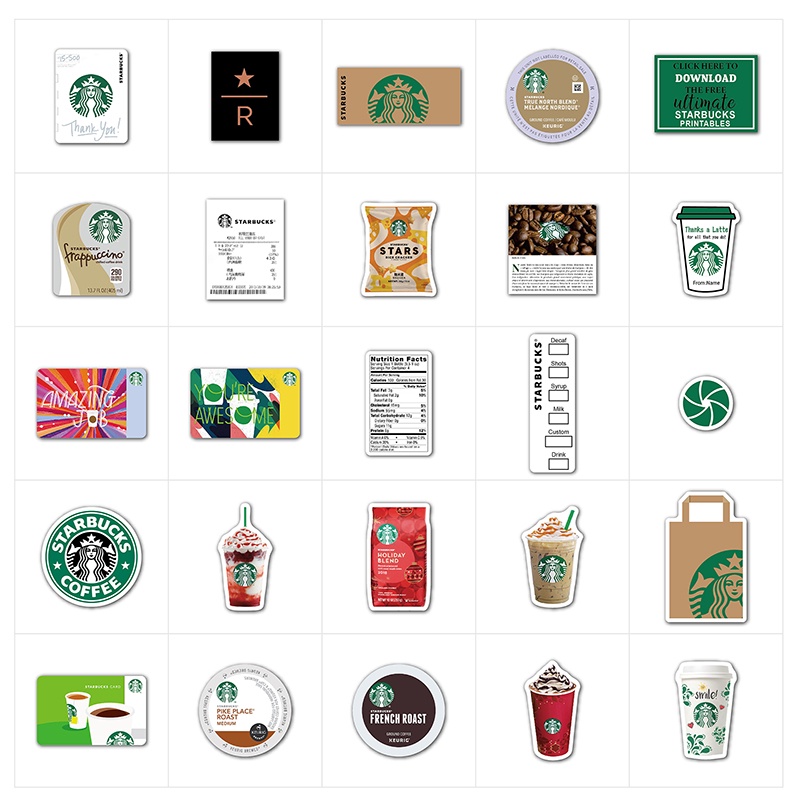 25pcs Starbucks Theme sticker Waterproof Removable sticker set phone ...
