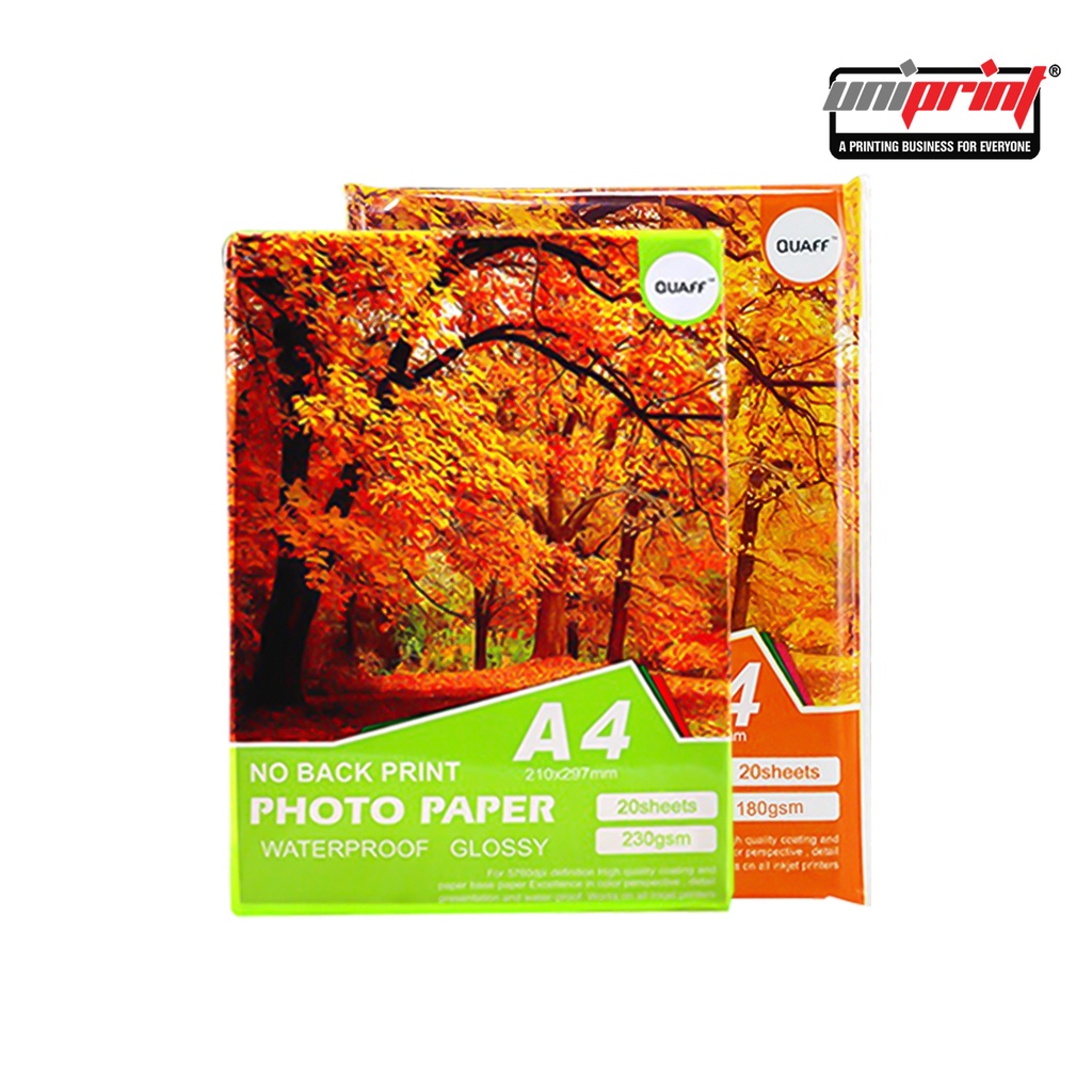 Quaff Photo Paper A4 Size 180gsm 230gsm 115gsm 20 Sheets Pack Of