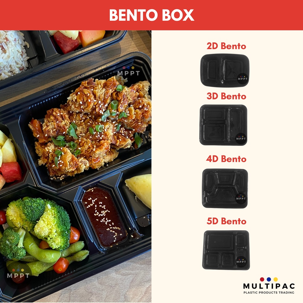 [50 PCS] Black Microwavable Bento Boxes (2D, 3D, 4D, 5D) Shopee