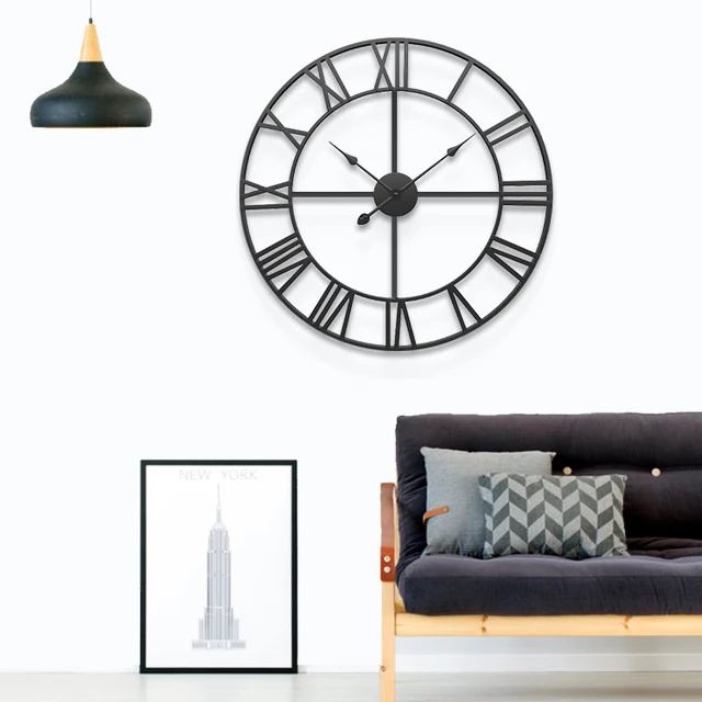 Metal Wall Clock Big Size Wall Clock Home Decor Clock Wall Decor Retro Vintage Iron Round Art