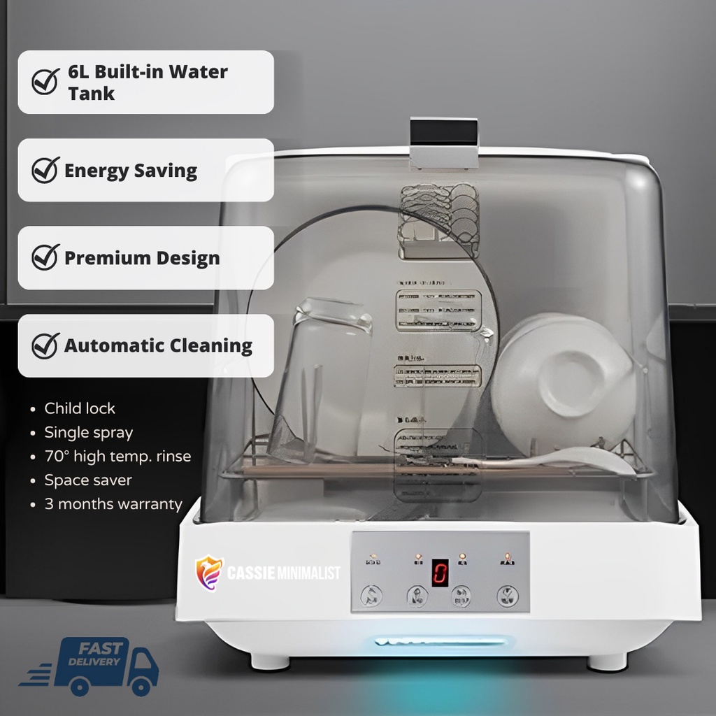 Smart Dishwasher Kitchen Countertop Portable Dishwasher with 6L