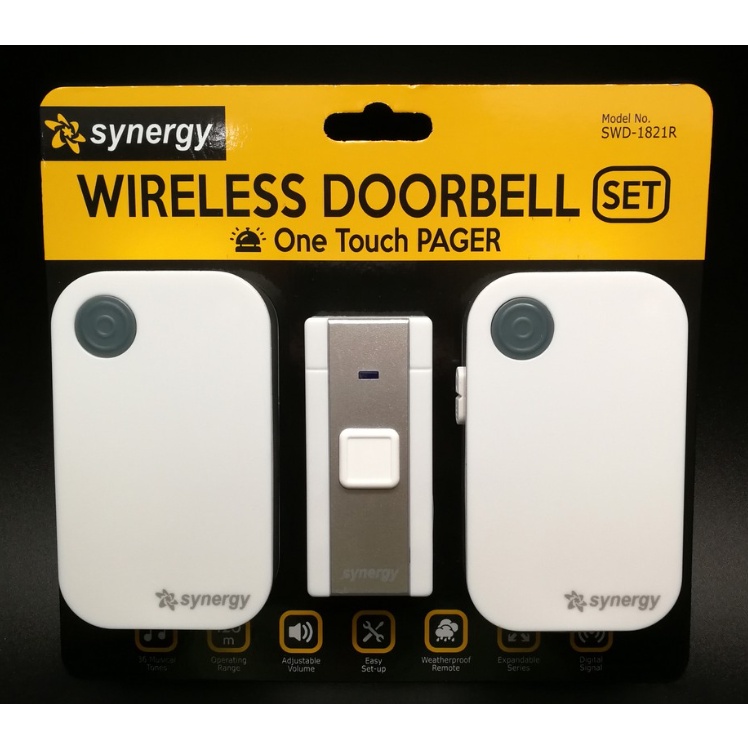 SWD 1821R Synergy Wireless Doorbell 1Set (2 Plug-In Receiver & 1 Remote ...