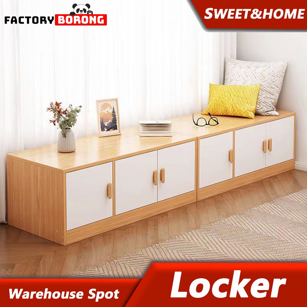 *READY STOCK* Bay window cabinet floor cabinet locker simple style MDF ...