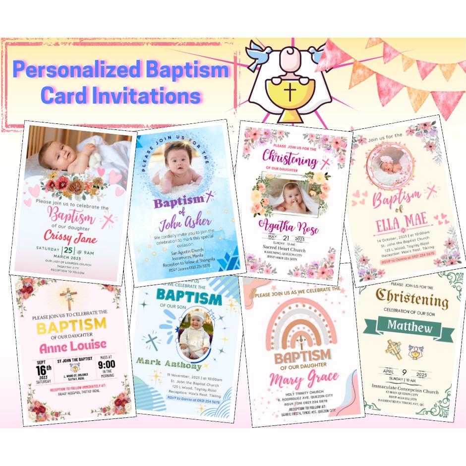 Personalized Baptism/Christening/Dedication Invitation Cards | Shopee ...