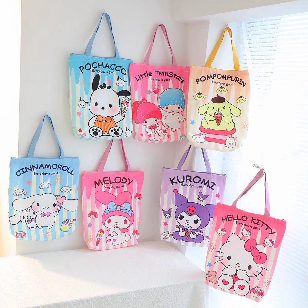 Cute Design Tote Bag With Zipper Printed | Shopee Philippines