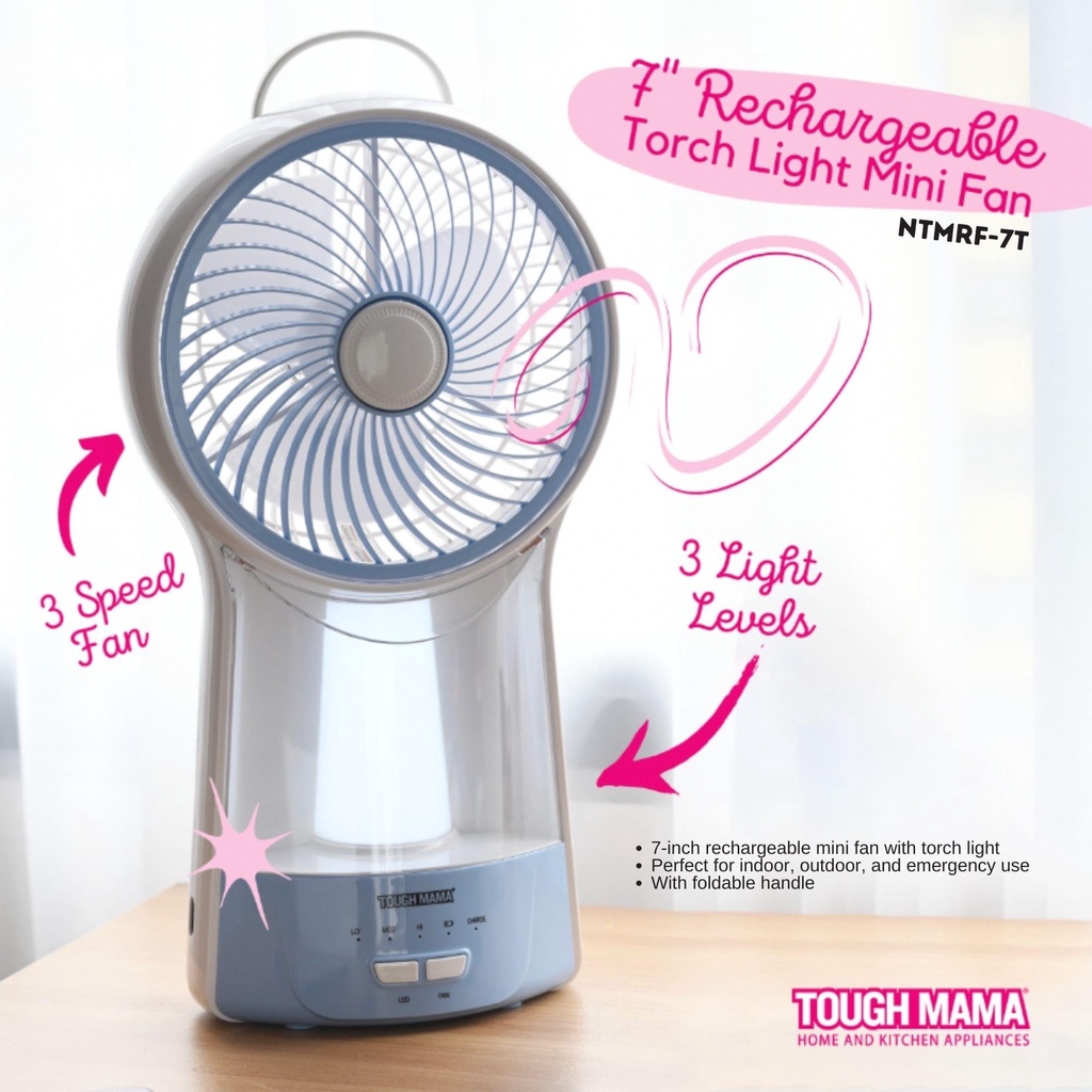 Tough Mama NTMRF7T Rechargeable Torch Light Mini Fan Baby Fan Handy