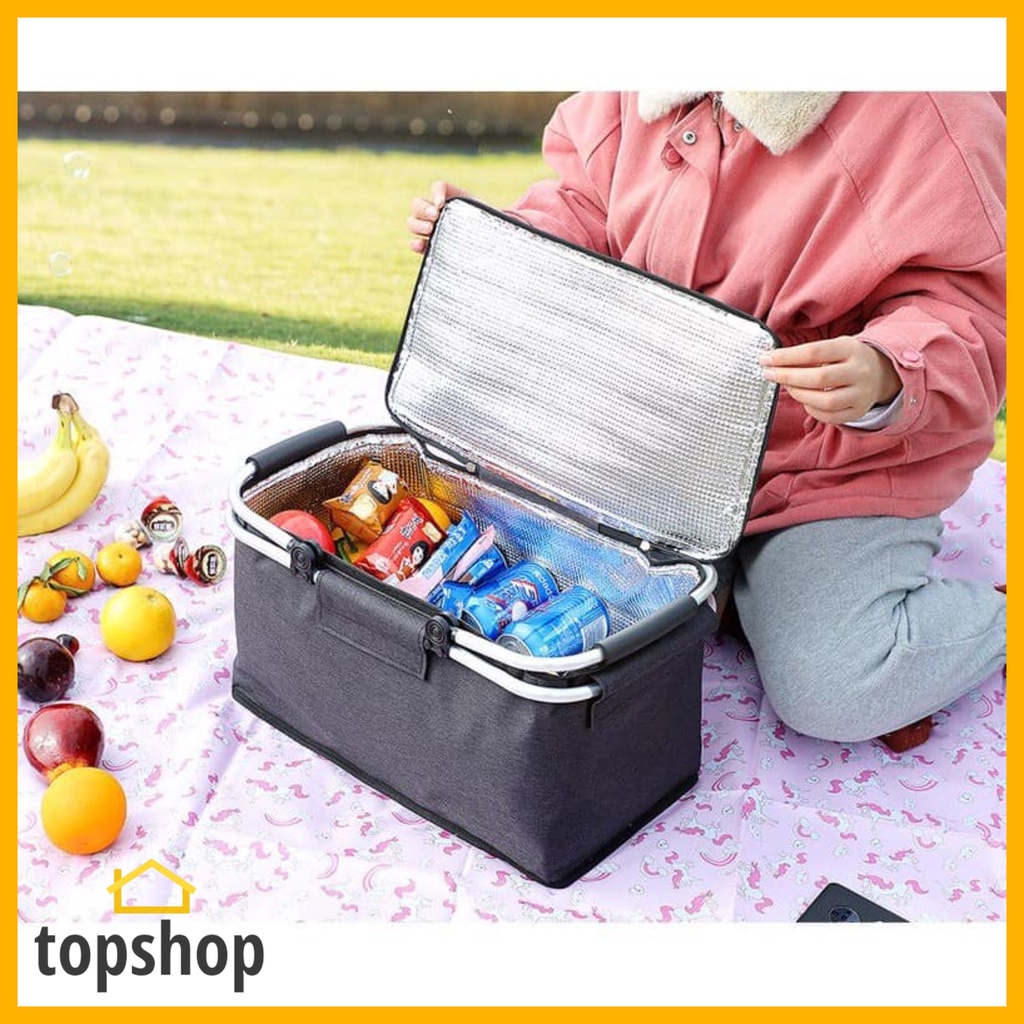 TOPSHOP Folding Picnic Basket Insulation Bag Cooler Box Portable ...