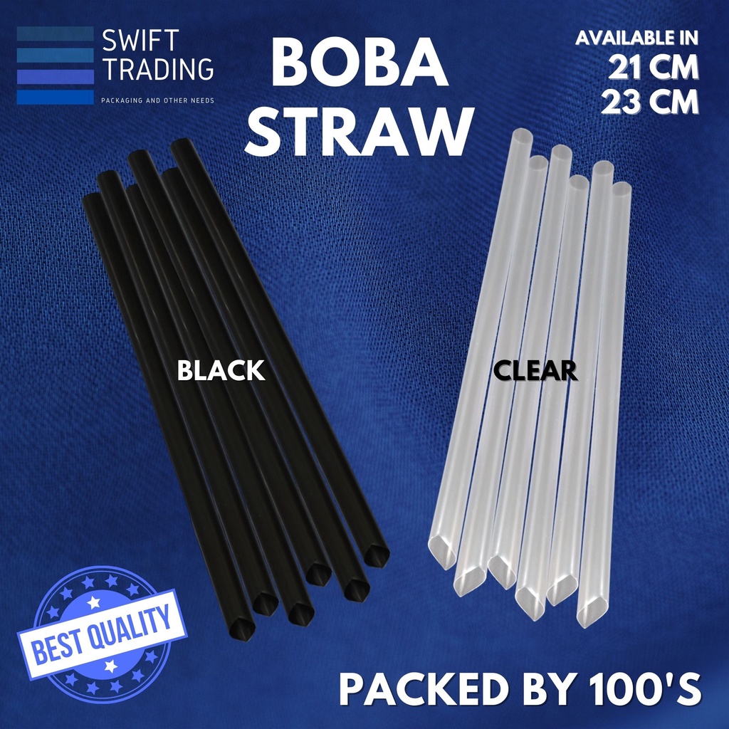 Pearl Milktea Straw Boba Straw [Black/Clear] Individually Packed By