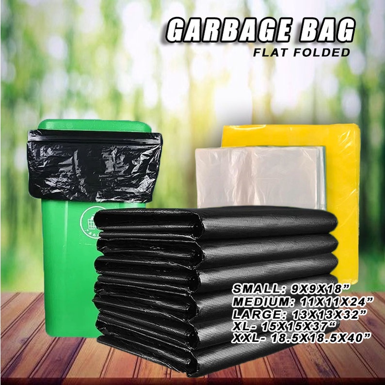 QJOQ.ph (S, M, L, XL,XXL)100 pcs Trash/GarbageBag BLACK,CLEARGREEN,YELLOWplastic garbage/trash
