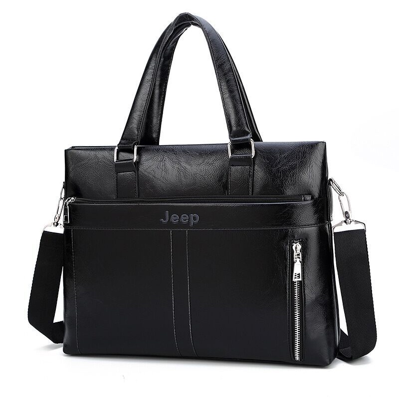 Jeep Men's leather messenger bag Leather Sling Bag large capacity