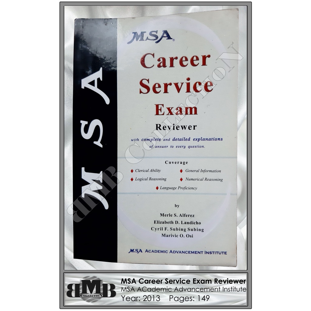 MSA Career Service Exam Reviewer (with complete & detailed explanations ...