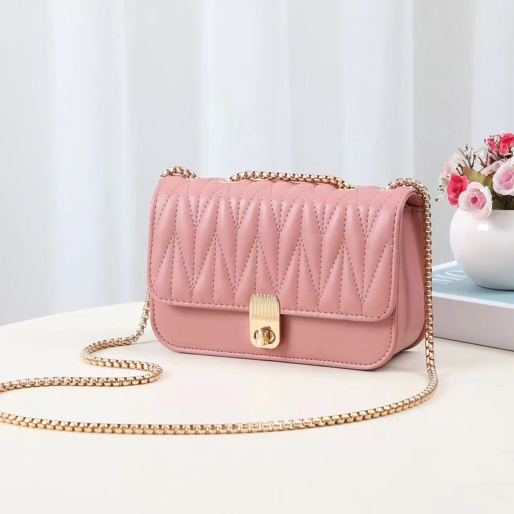 joiea HH2365/3365 Quilted Sling Bag with Gold Chain Sling Shopee