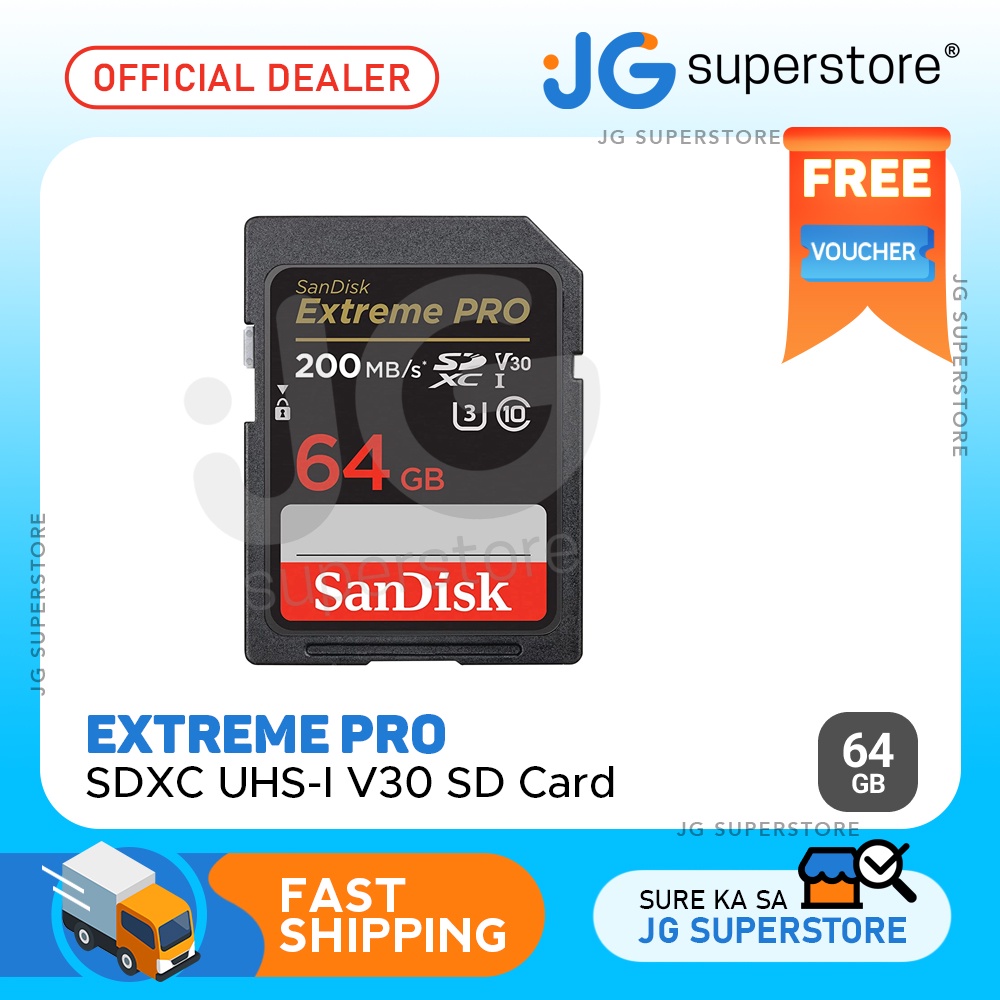 SanDisk Extreme Pro SD Card 64GB UHSI SDXC Class 10, 200mb/s Read