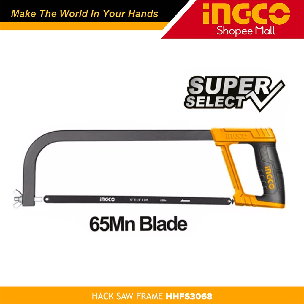 Ingco Adjustable Hacksaw Hack Saw Frame Wood Cutting Sawing Tool With