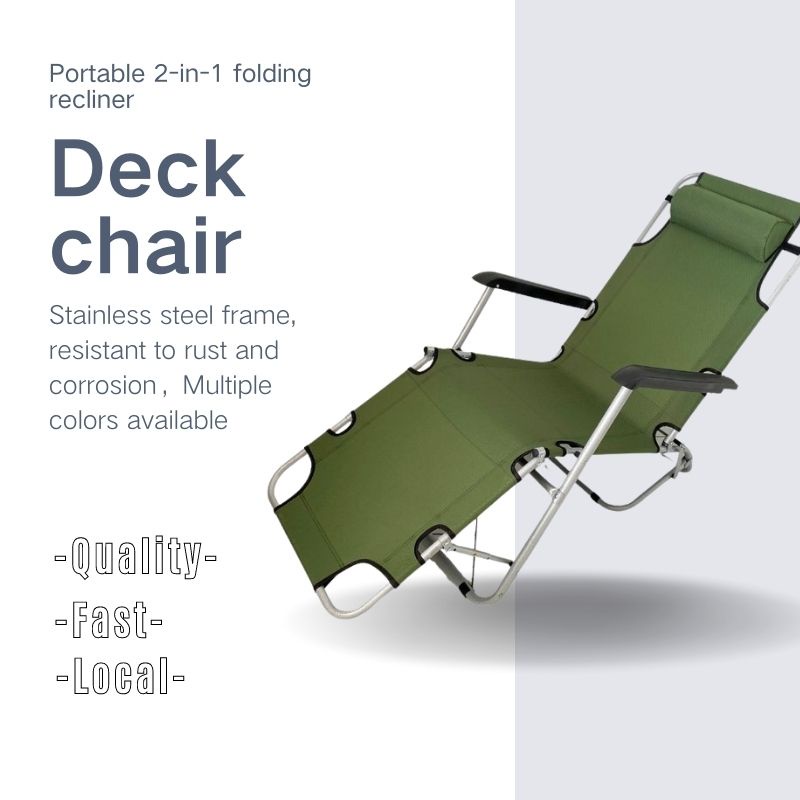 Folding Chair Folding Bed Recliner Sleeping Loung 178cm Portable 2in1