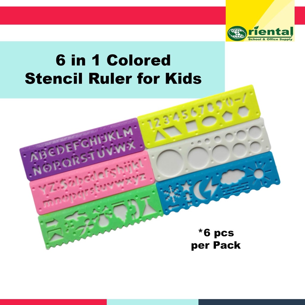 6 IN 1 Colored Stencil Rulers / Sold per SET | Shopee Philippines